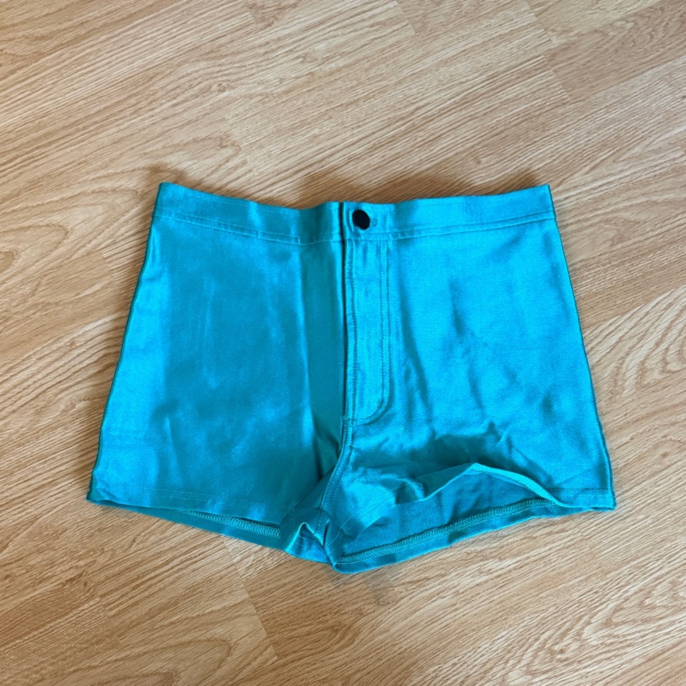 Women's High-Rise Turquoise hot pants